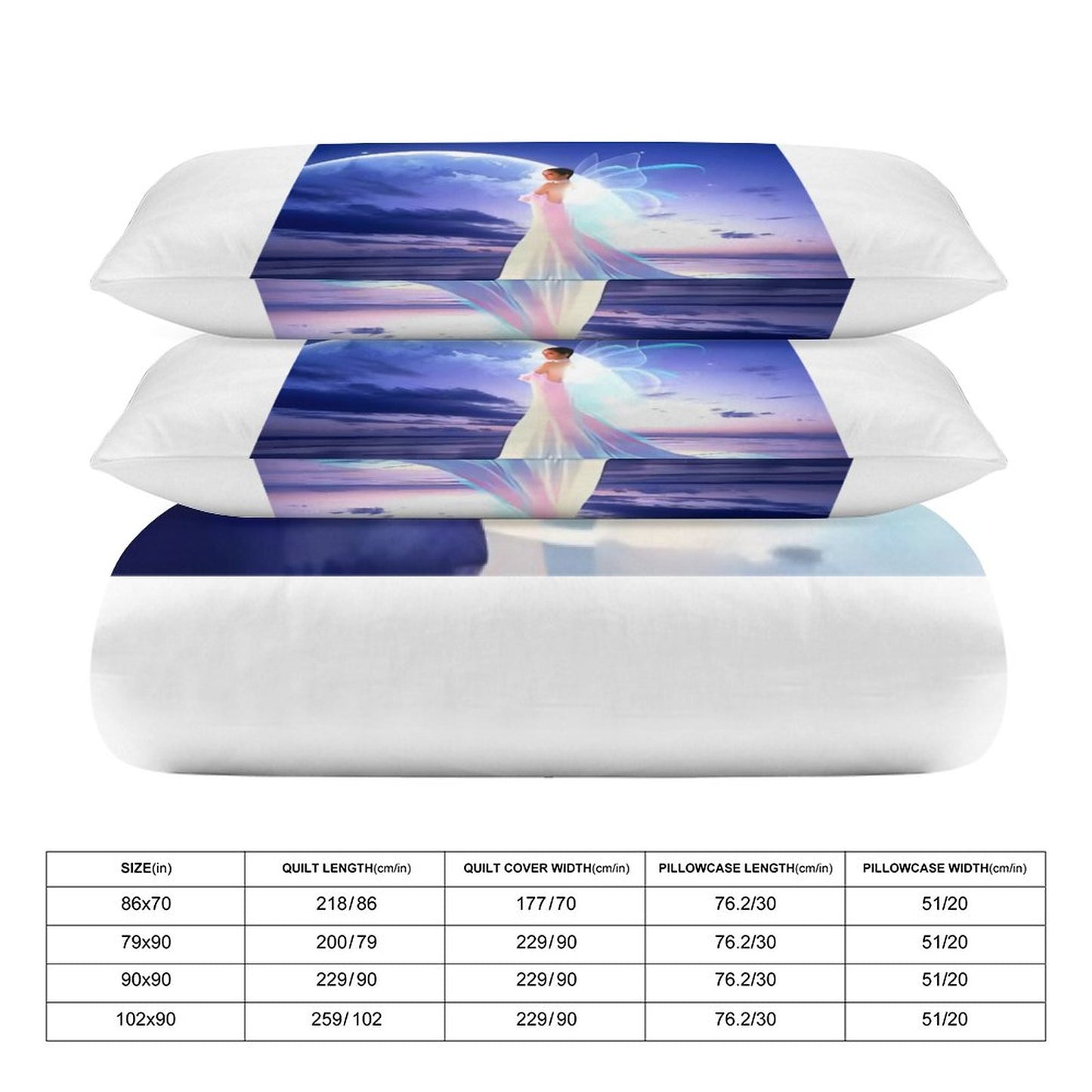 3-Piece Bedding Set-90"x90"/ 229x229cm (Dual-sided Printing)