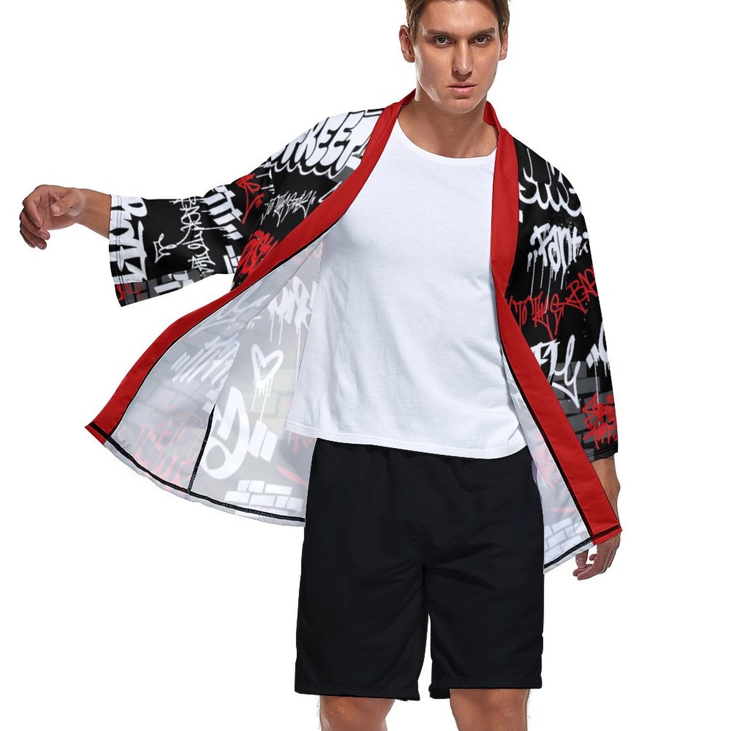 Drop Shoulder Male Kimono Cardigan ZS904 (All-Over Printing)