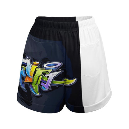COLORFUL GRAFFITI Loose High Waisted Shorts-SMALL-3XL