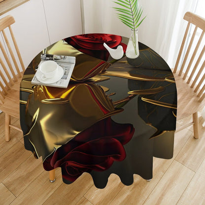 ROSE IN GOLD Round Tablecloth on Round Table