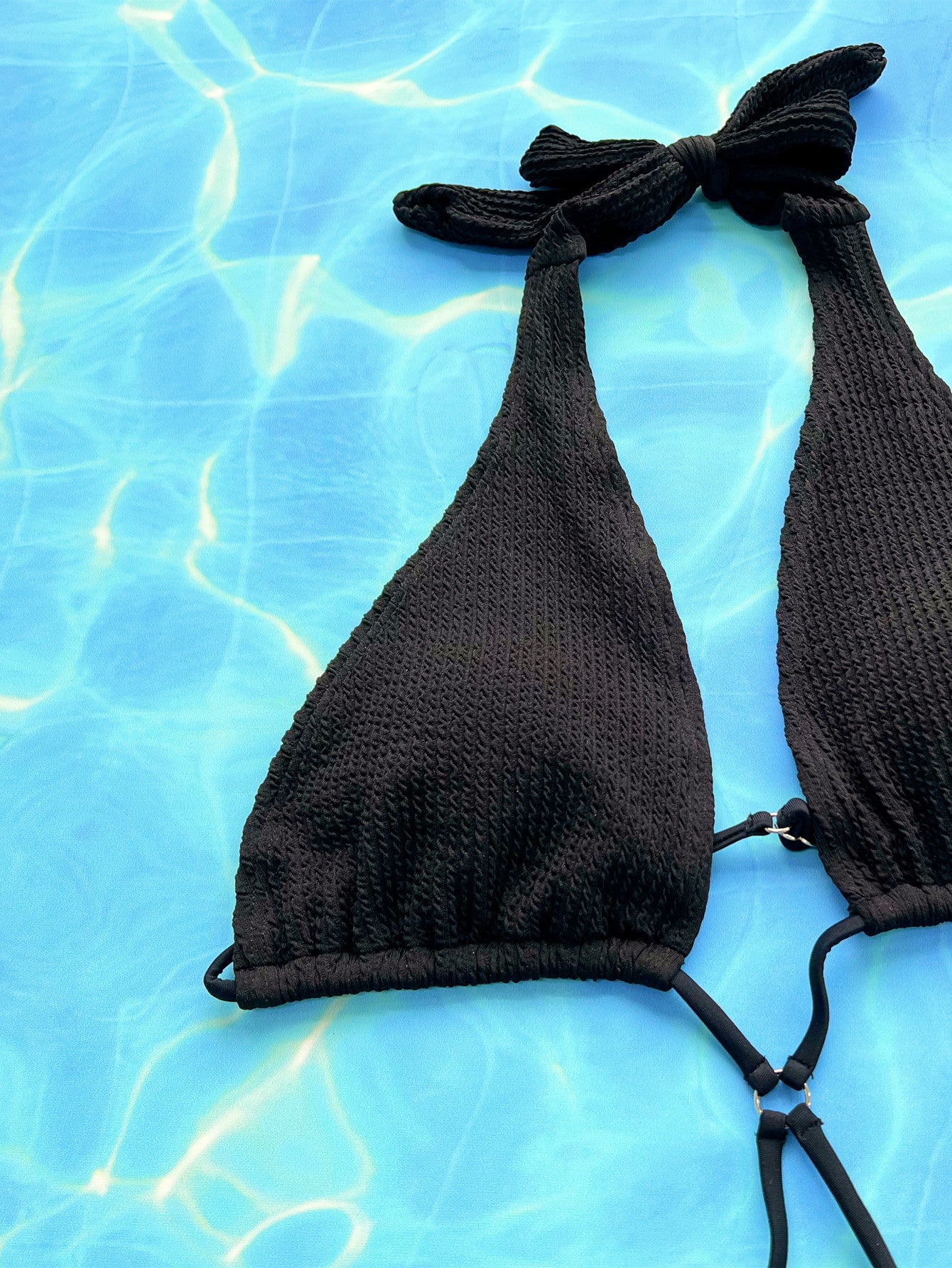 Halter Neck Side Tie One-Piece Swimsuit-S/M/L