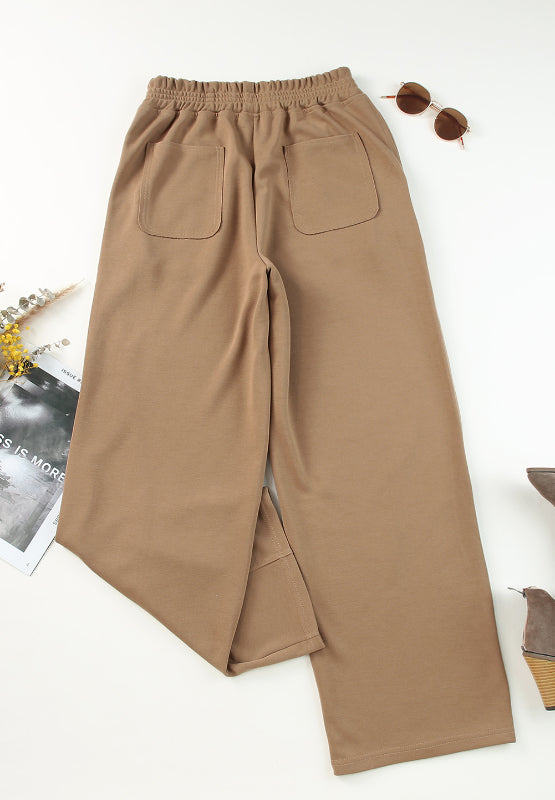 Elastic Waist Sweatpants with Pockets (black/tan/grey)-SMALL-2XL