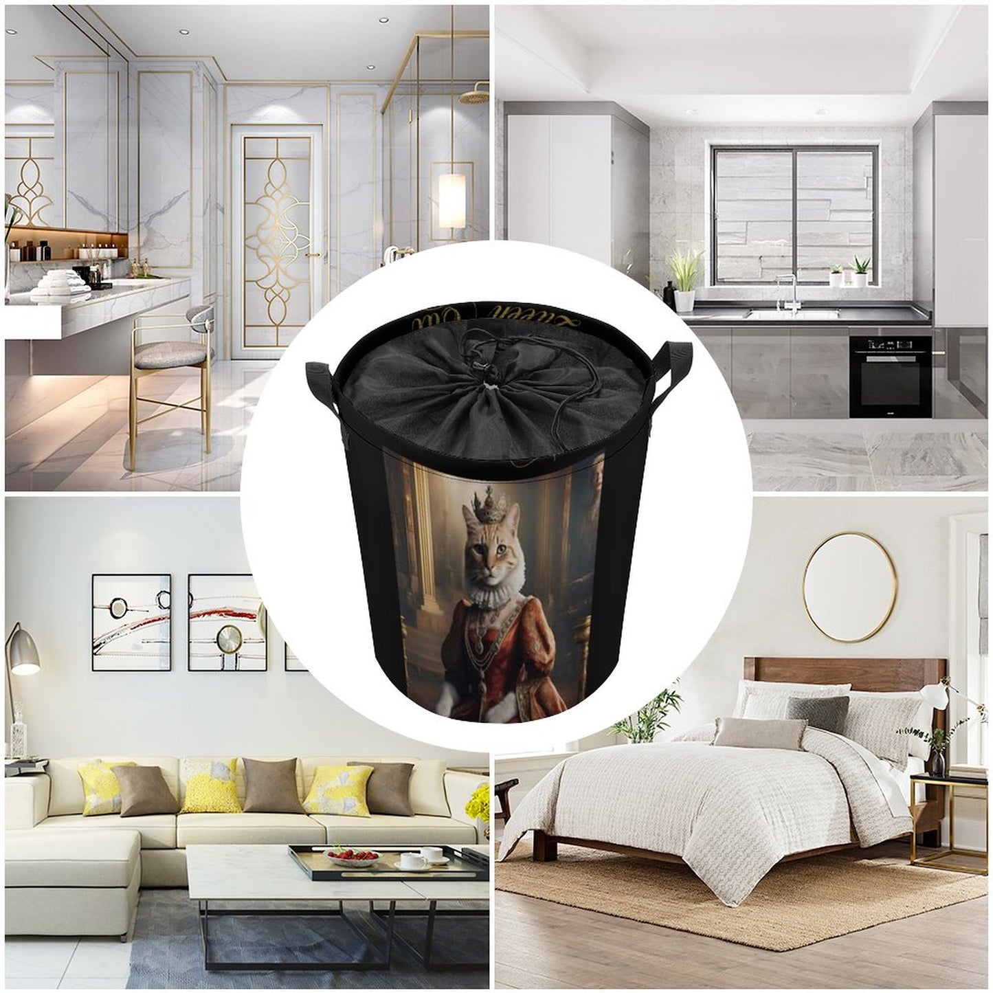 Drawstring collapsible Laundry Basket
