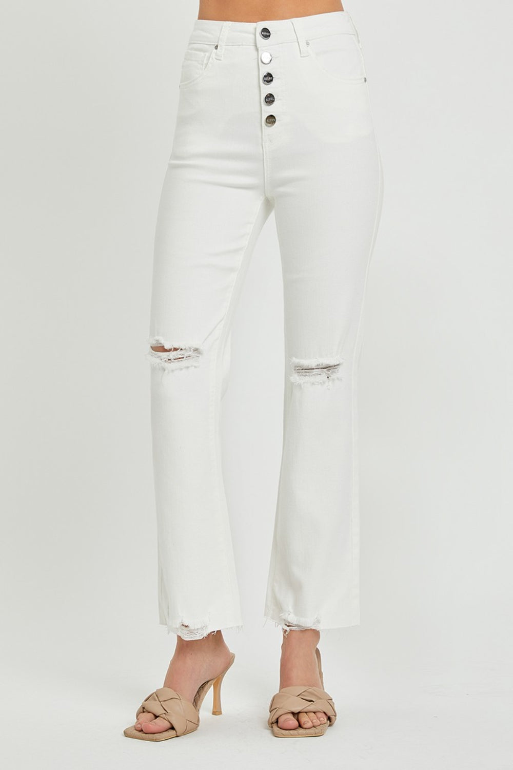 RISEN Full Size High Rise Button Fly Straight Ankle Jeans-0-3XL