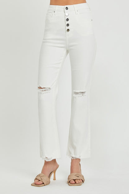 RISEN Full Size High Rise Button Fly Straight Ankle Jeans-0-3XL