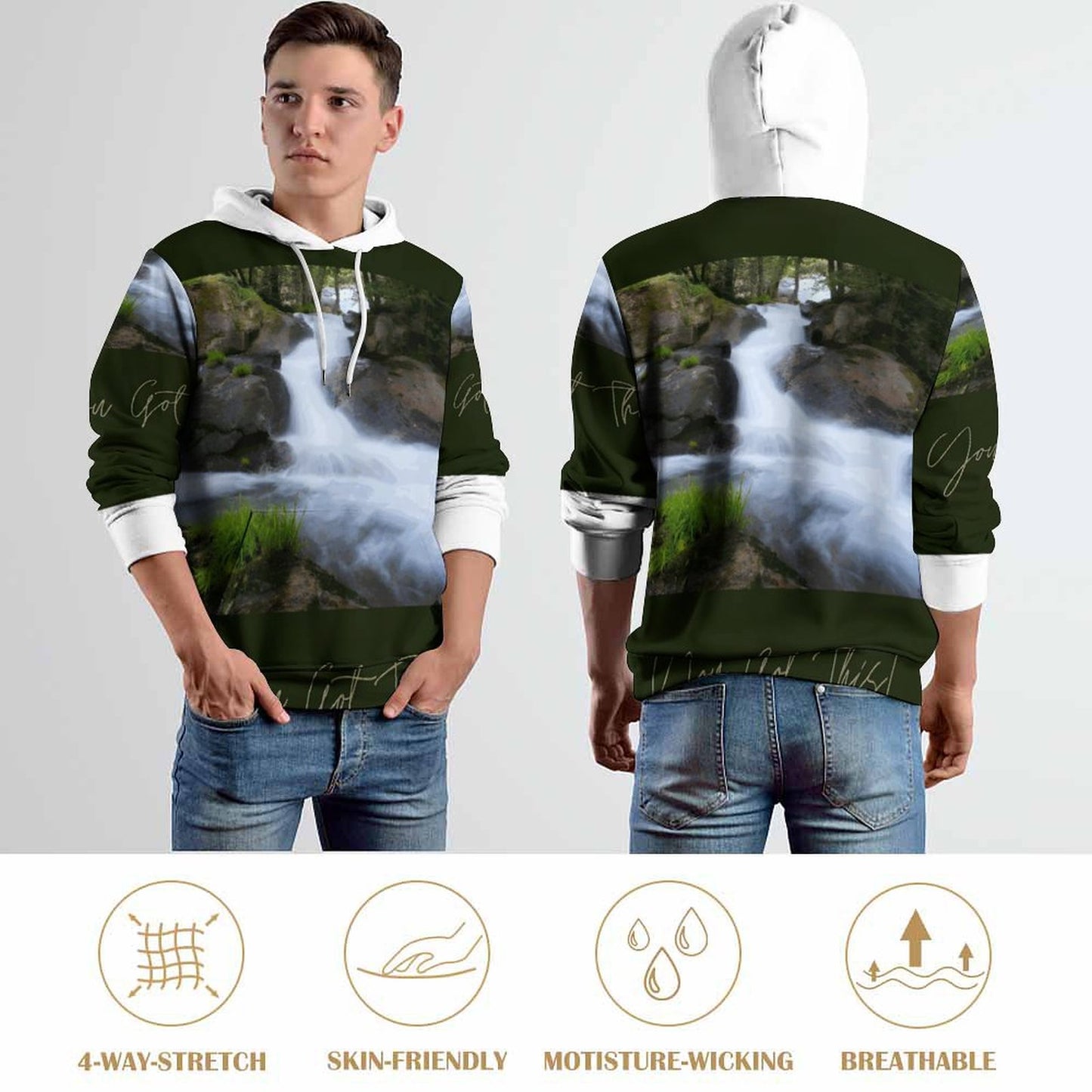 230gsm Men's Cool Hoodie with Double-layer Cap (All-Over Printing)