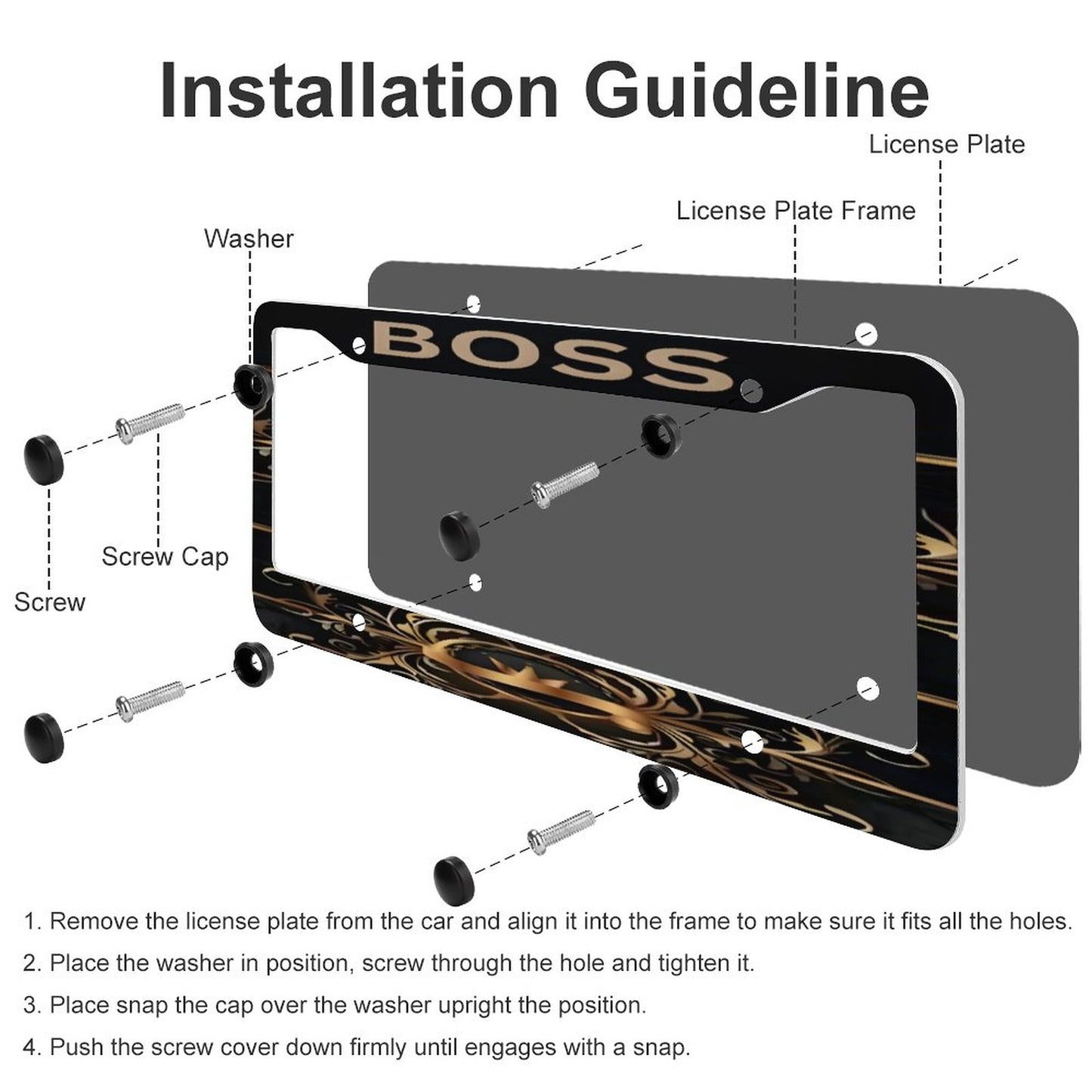 License Plate Frames with 4 Round Holes (1 Pair)
