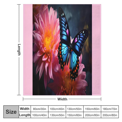 BLUE BUTTERFLY 280gsm Flannel Blanket-70"x80" (Dual-sided Printing)