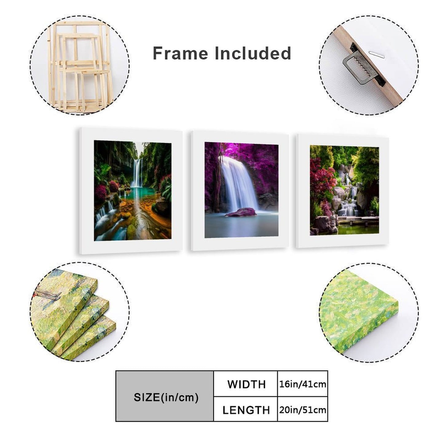 Vertical Multicolor Framed Wall Art-4:5 Aspect Ratio-WATERFALL EDITION