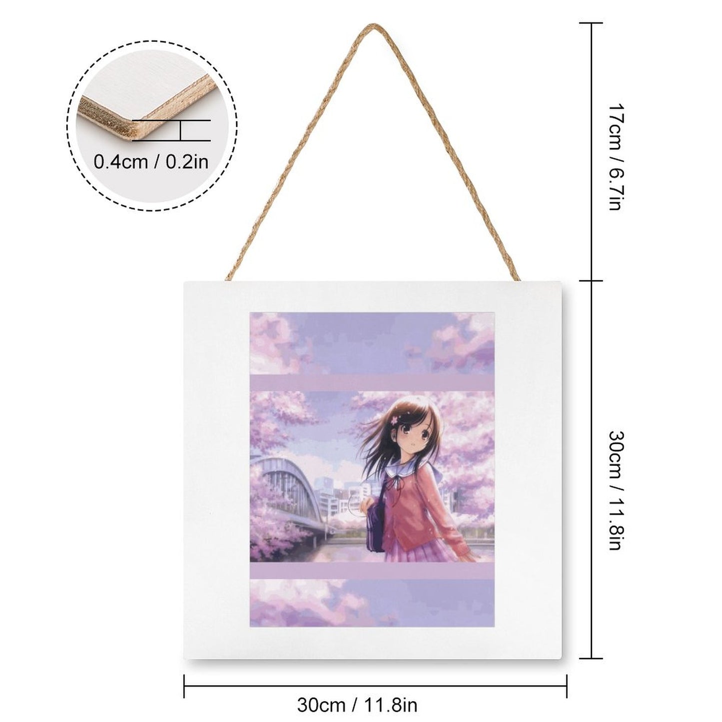 Square Wood Wall Decor Hanging Sign-12"x12"/30x30cm