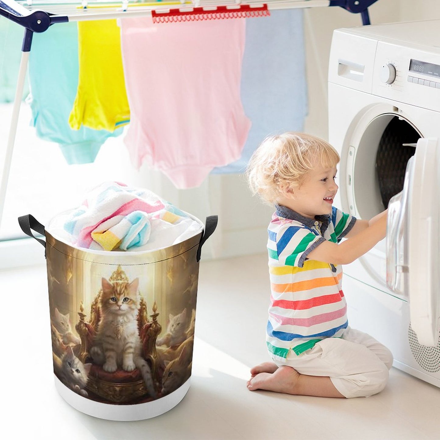 Drawstring collapsible Laundry Basket