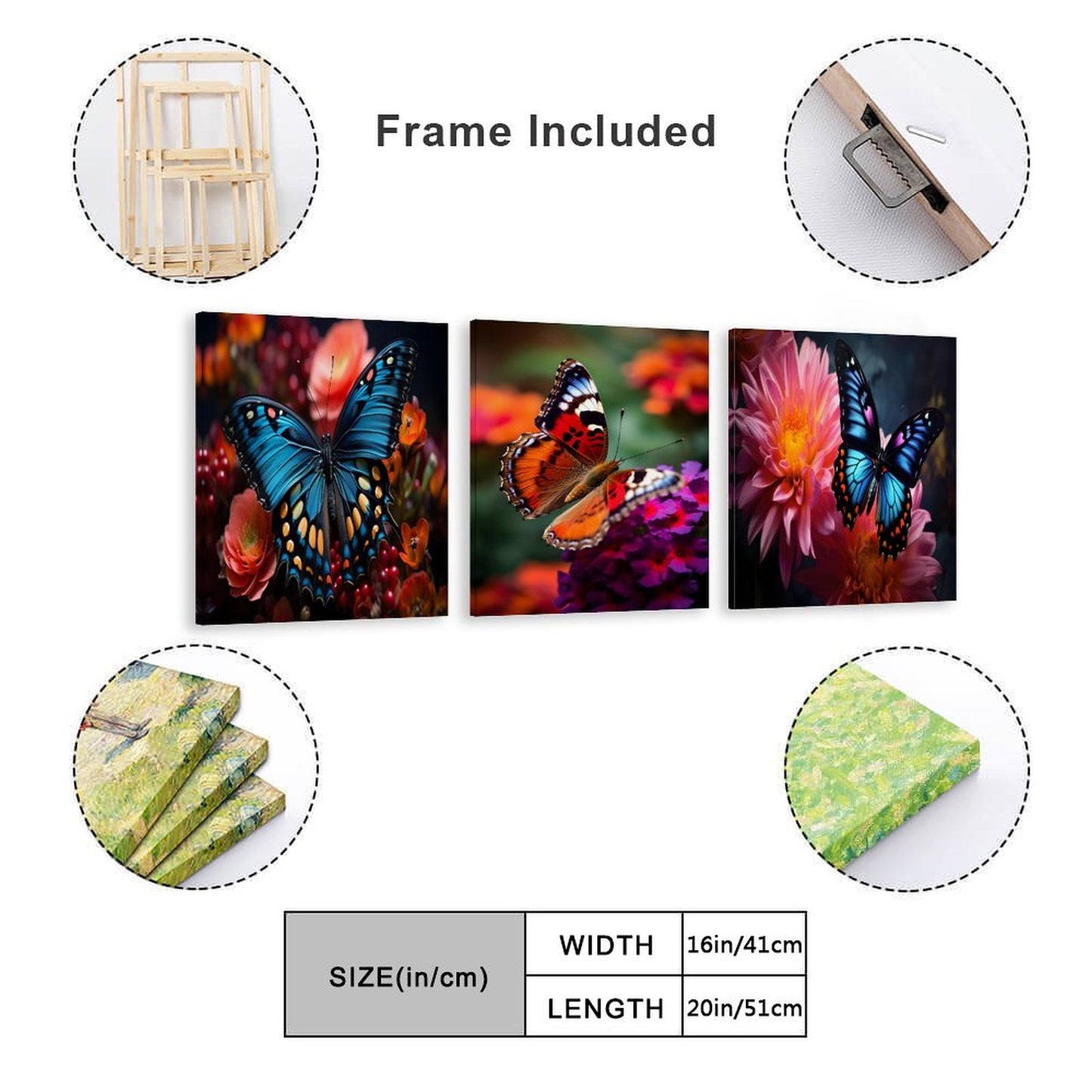Vertical Multicolor Framed Wall Art-4:5 Aspect Ratio-BUTTERFLY EDITION