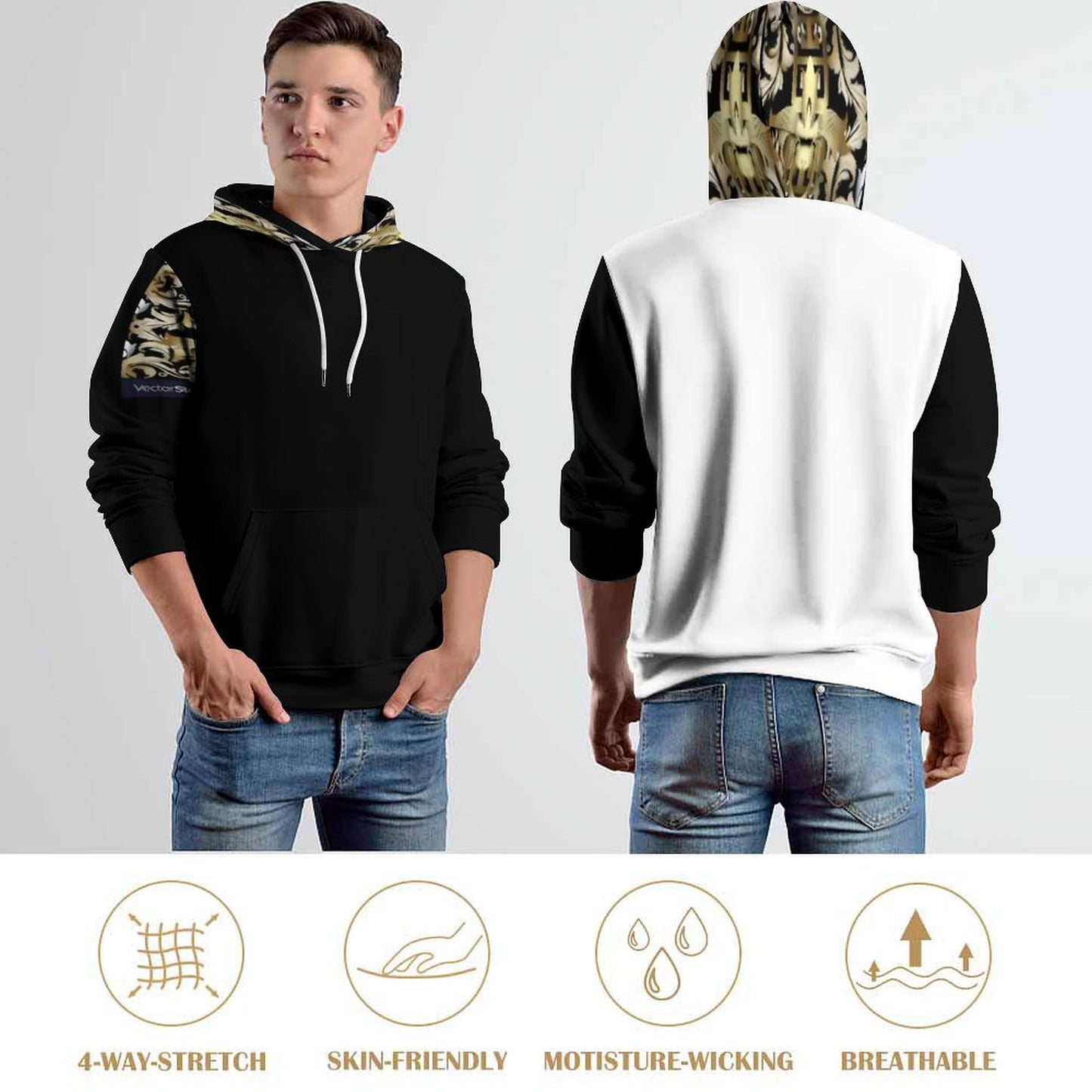 230gsm Men's Cool Hoodie with Double-layer Cap (All-Over Printing)