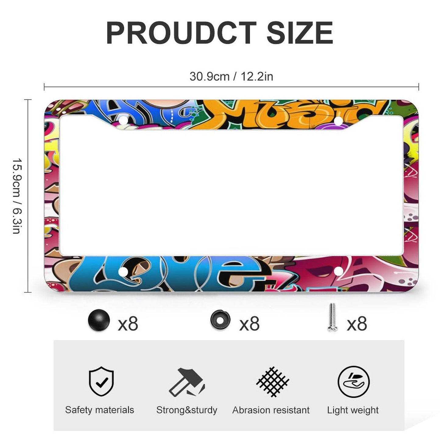 License Plate Frames with 4 Round Holes (1 Pair)