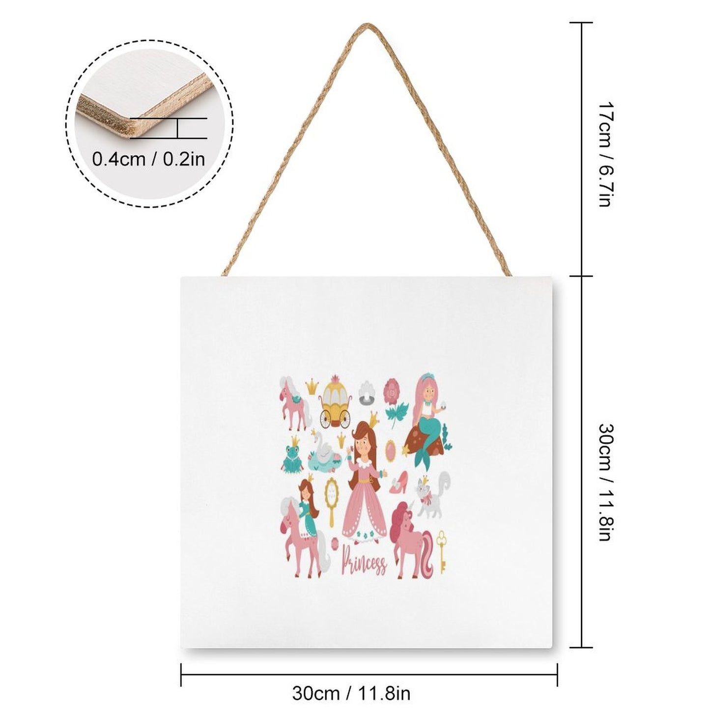 Square Wood Wall Decor Hanging Sign-12"x12"/30x30cm