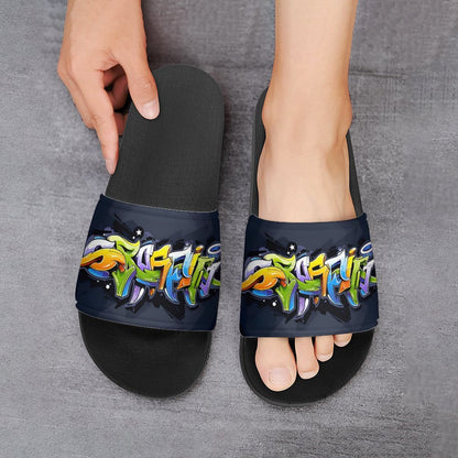 COLORFUL GRAFFITI Unisex PVC Slippers or Slides (white or black soles)