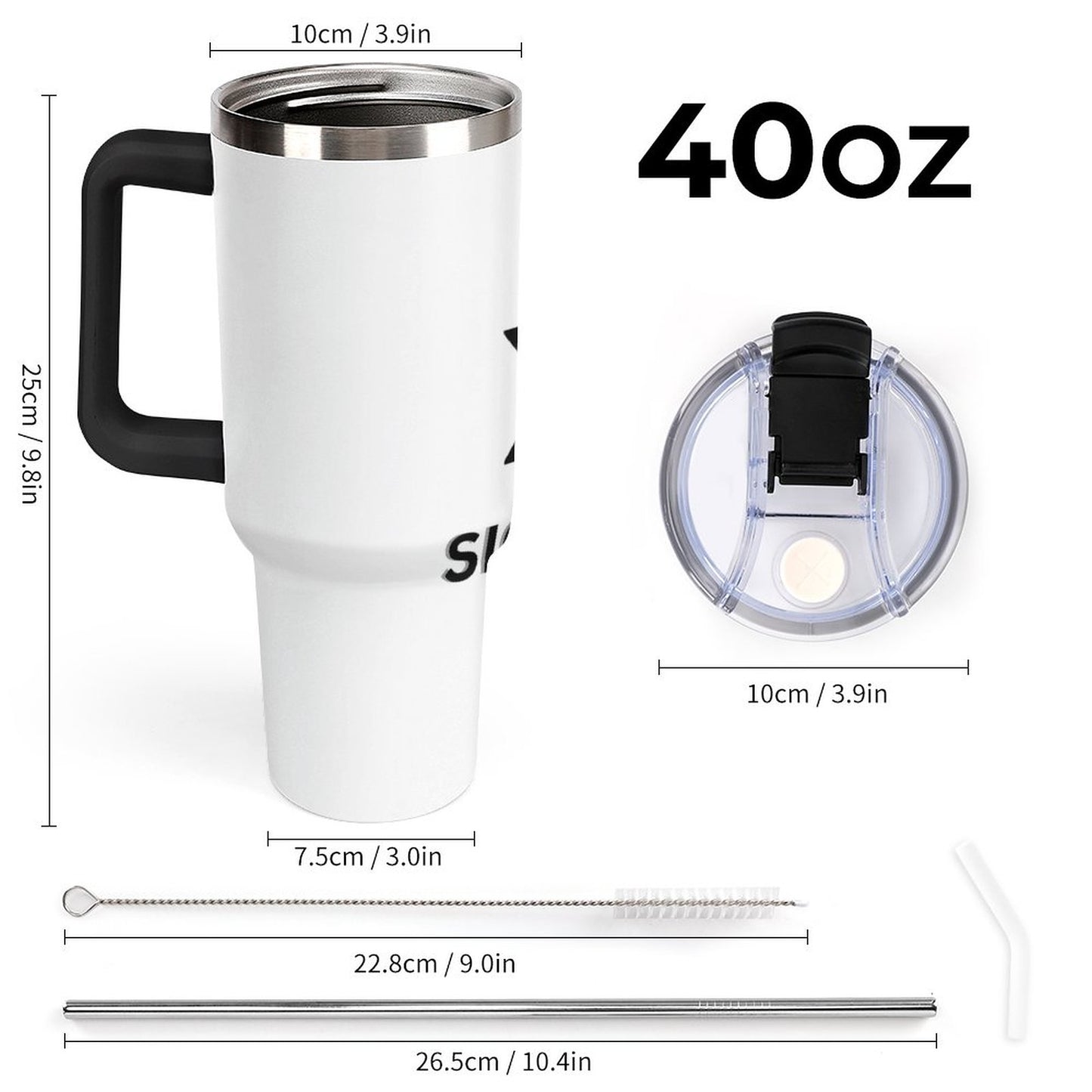 40oz Insulated Tumbler with Handle and Straw