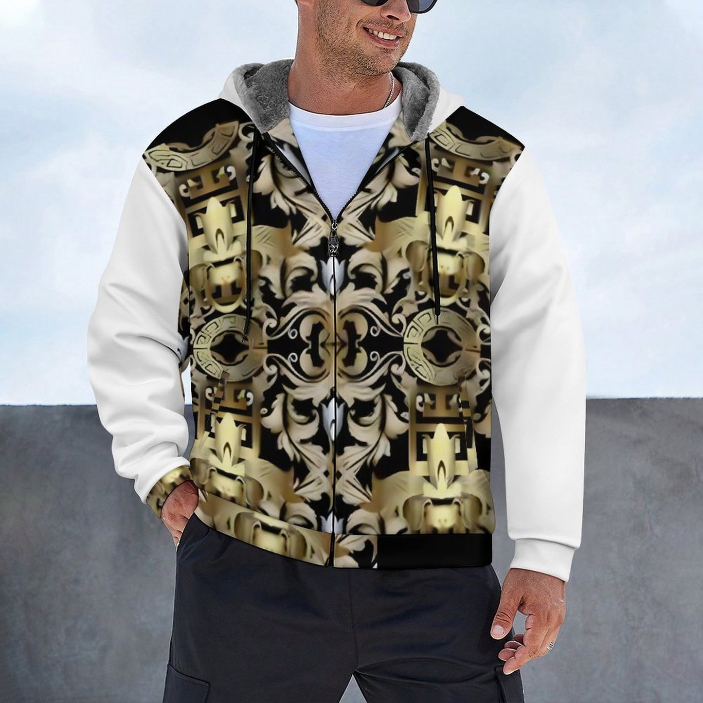 230gsm Full Zip up Hoodie with Plush Lining WZIP (All-Over Printing)