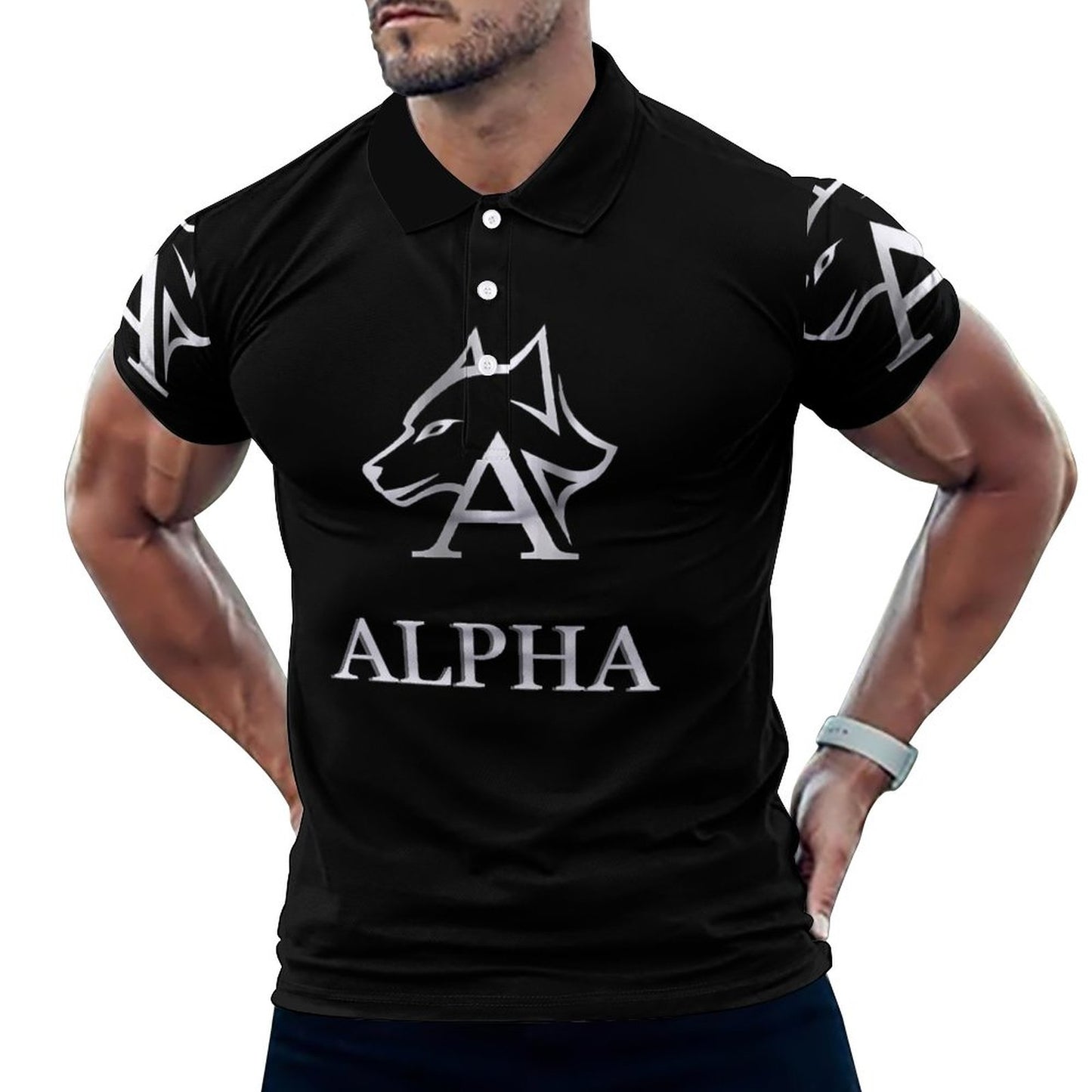 Custom Polo Shirts with All-Over printing Design Straight B612
