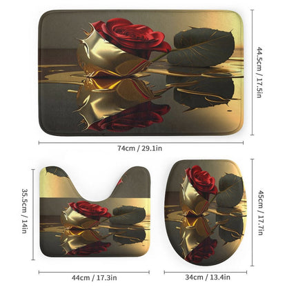 Shower Curtain Set with 3 Rugs