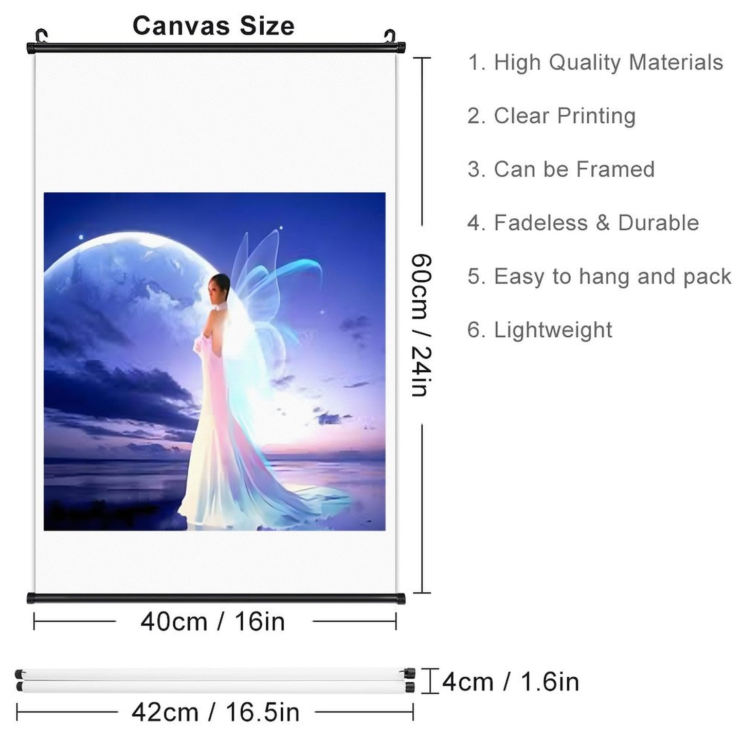 Canvas Hanging Poster with Scrolls-16"x24"/ 40x60cm
