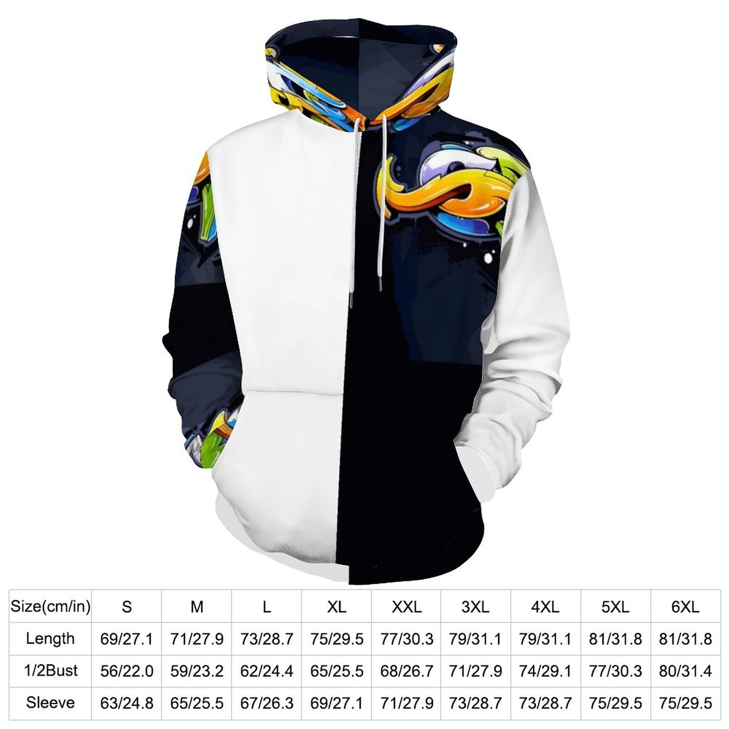COLORFUL GRAFFITI Hoodie Double-layer Cap-SMALL-6XL