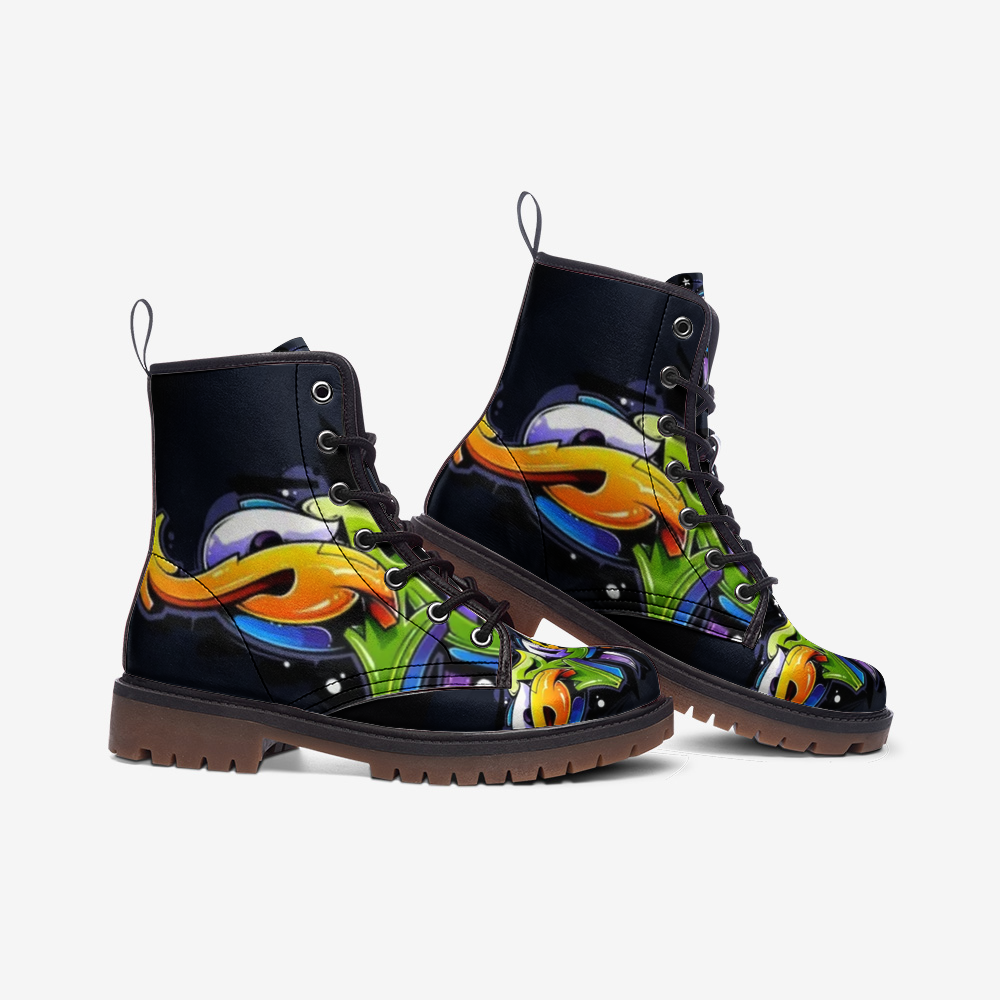 COLORFUL GRAFFITI Casual Leather Lightweight boots