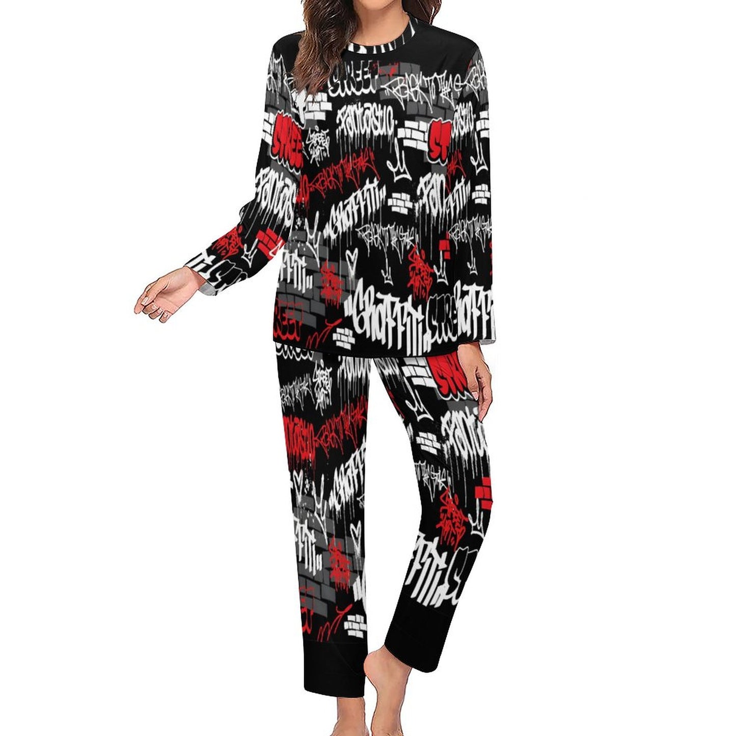 B/R/W GRAFFITI Women's 2-Piece Pj Set
