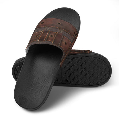 RUGGED LEATHER BUCKLE PRINT Unisex PVC Slippers