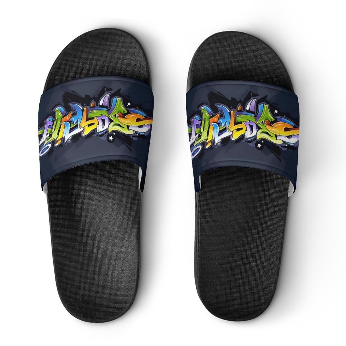 COLORFUL GRAFFITI Unisex PVC Slippers or Slides (white or black soles)