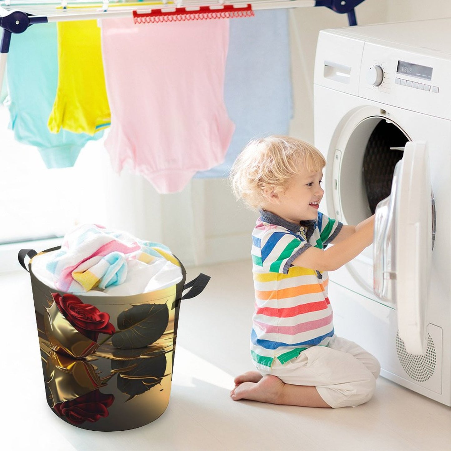 ROSE IN GOLD Collapsible Laundry Basket