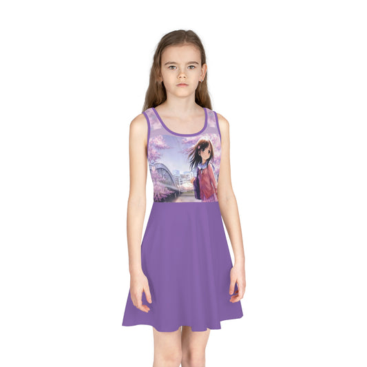 SCHOOL GIRL Girls' Sleeveless Sundress (purple)