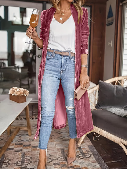 Velvety Open Front Long Sleeve Coat (many colors)-SMALL-2XL