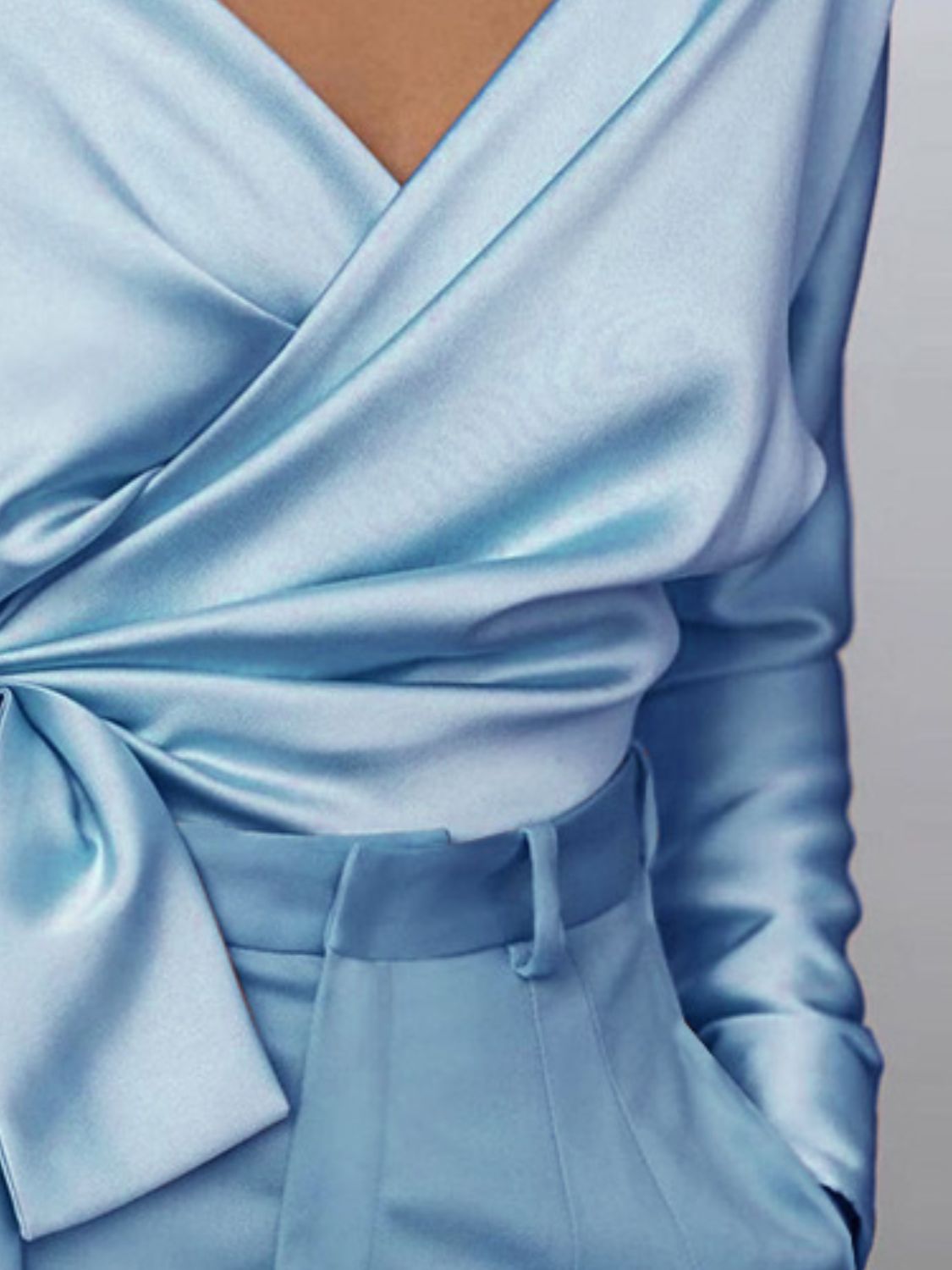 Satin Long Sleeve Blouse (blush pink/light blue/cream)-SMALL-XL