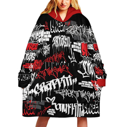 B/R/W GRAFFITI  Blanket Oversized Sweater