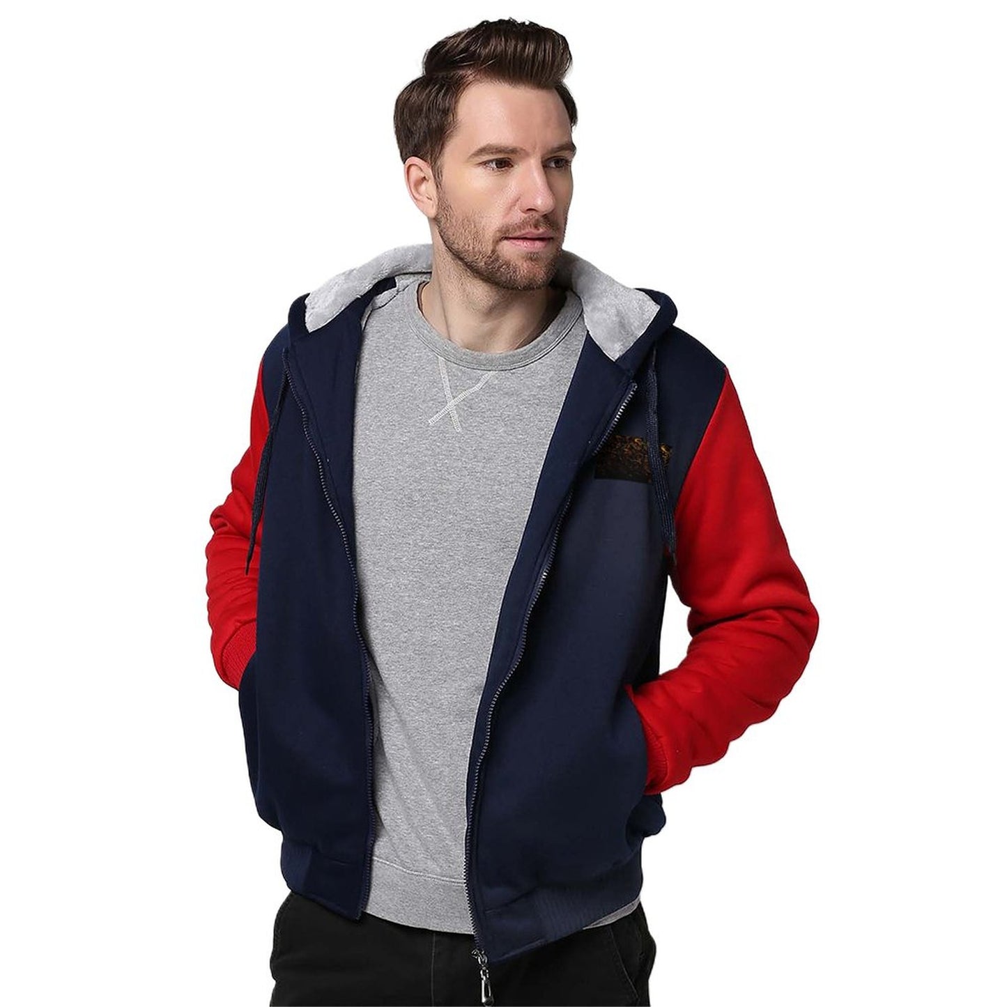 260gsm Men’s Plush Full Zip Hoodie (Partial Printing)