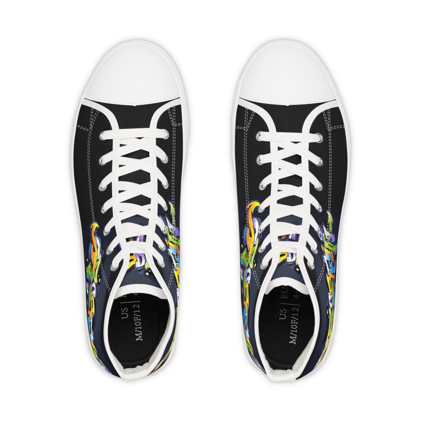 COLORFUL GRAFFITI Men's High Top Sneakers (Options: black or white bottom soles)