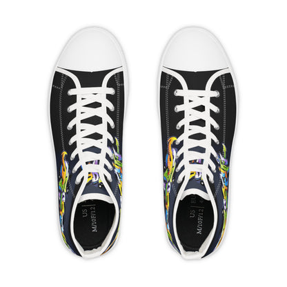 COLORFUL GRAFFITI Men's High Top Sneakers (Options: black or white bottom soles)