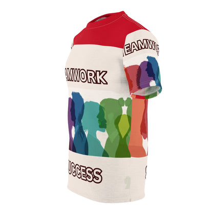 TEAMWORK SUCCESS Unisex Tee on red (for groups or events)