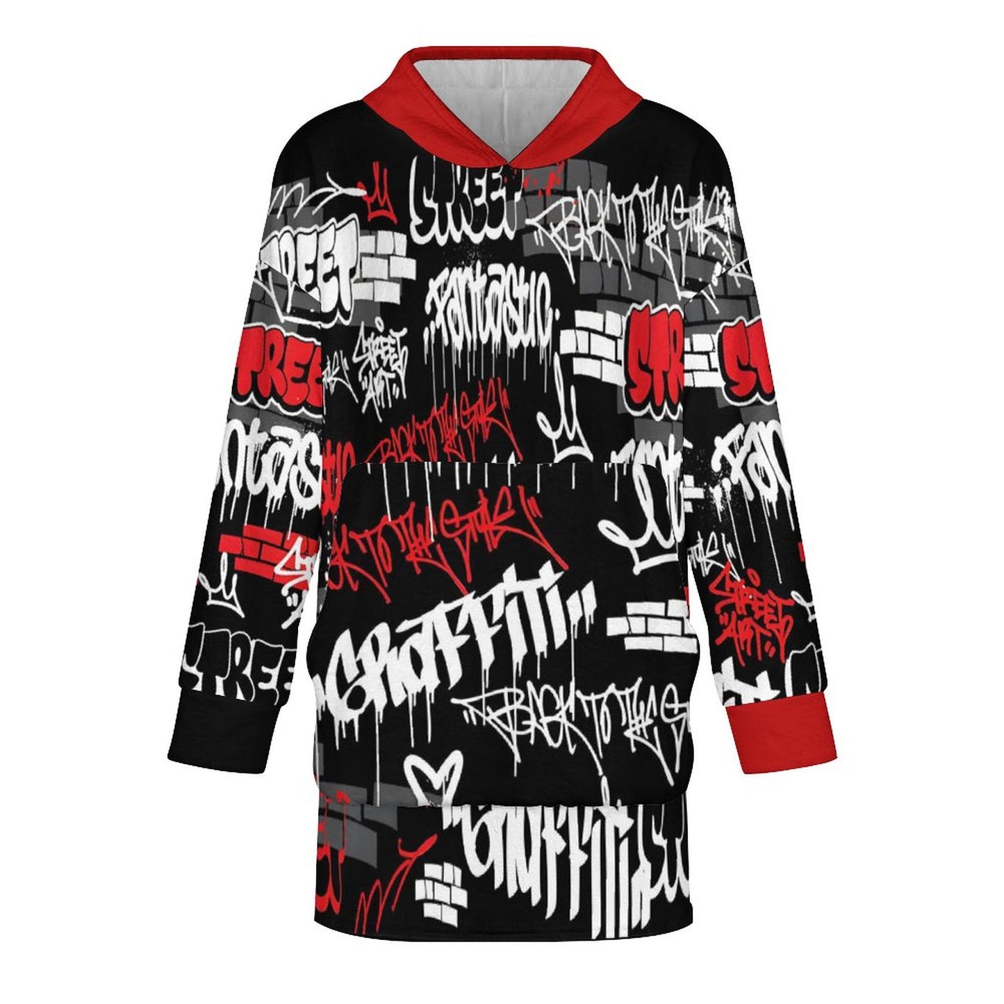 B/R/W GRAFFITI  Blanket Oversized Sweater