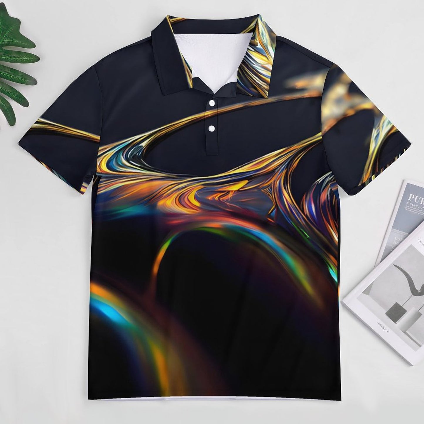 Custom Polo Shirts with All-Over printing Design Straight B612
