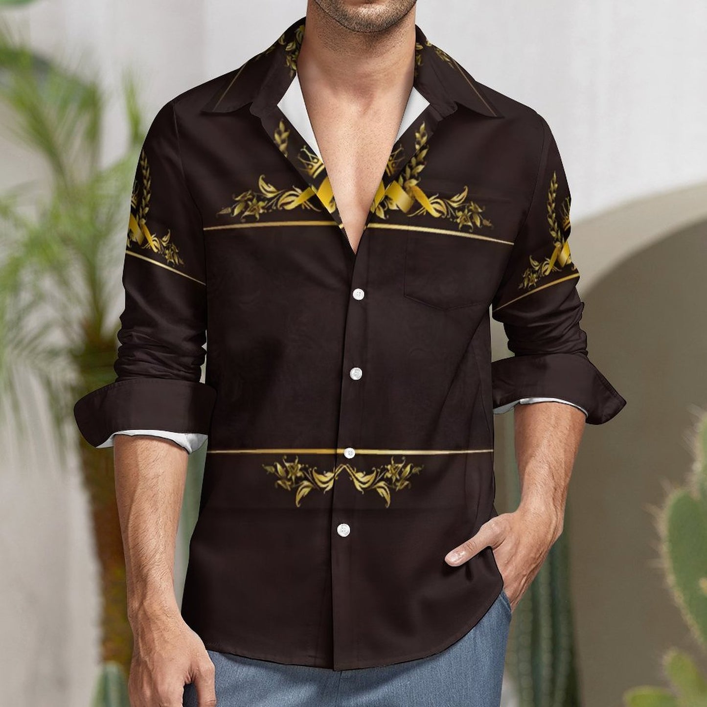 Men's Long Sleeve Shirt with Pocket LS (All-Over Printing)