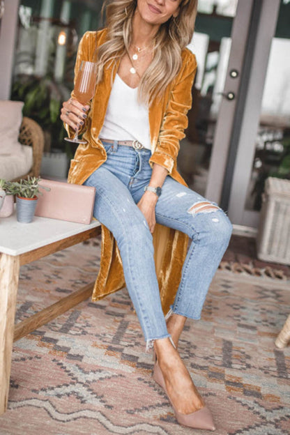 Velvety Open Front Long Sleeve Coat (many colors)-SMALL-2XL
