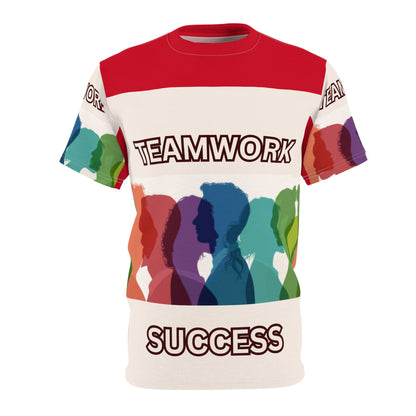 TEAMWORK SUCCESS Unisex Tee on red (for groups or events)