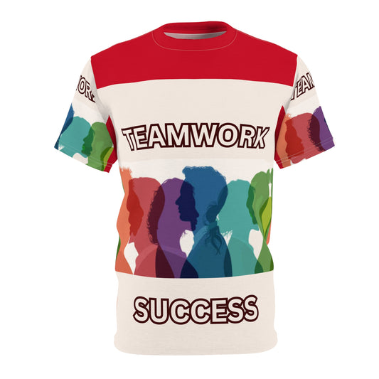 TEAMWORK SUCCESS Unisex Tee on red (for groups or events)