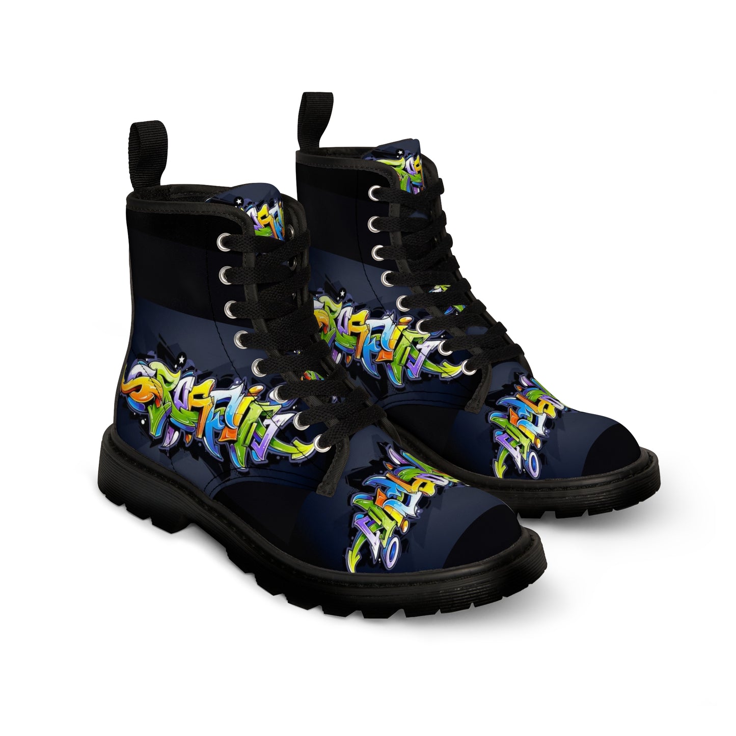 COLORFUL GRAFFITI Men's Canvas Boots