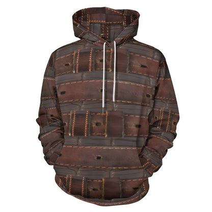 RUGGED LEATHER BUCKLE Print Hoodie for Women with Double-layer Cap-SMALL-6XL