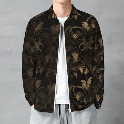 BLACK & GOLD ACCENT Raglan Zipper Jacket-SMALL-5XL