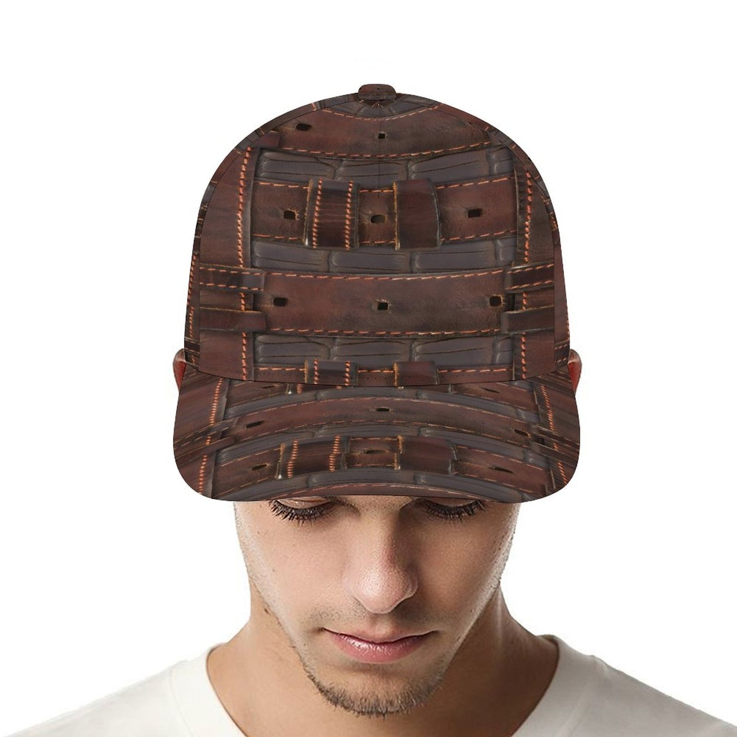 RUGGED LEATHER BUCKLE Print Bent Fitted Cap