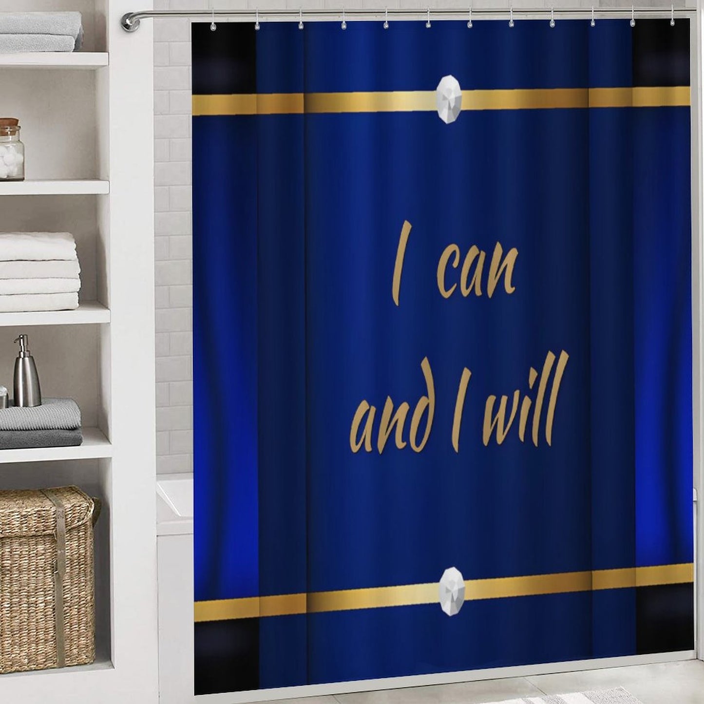 Shower Curtain Set with 3 Rugs